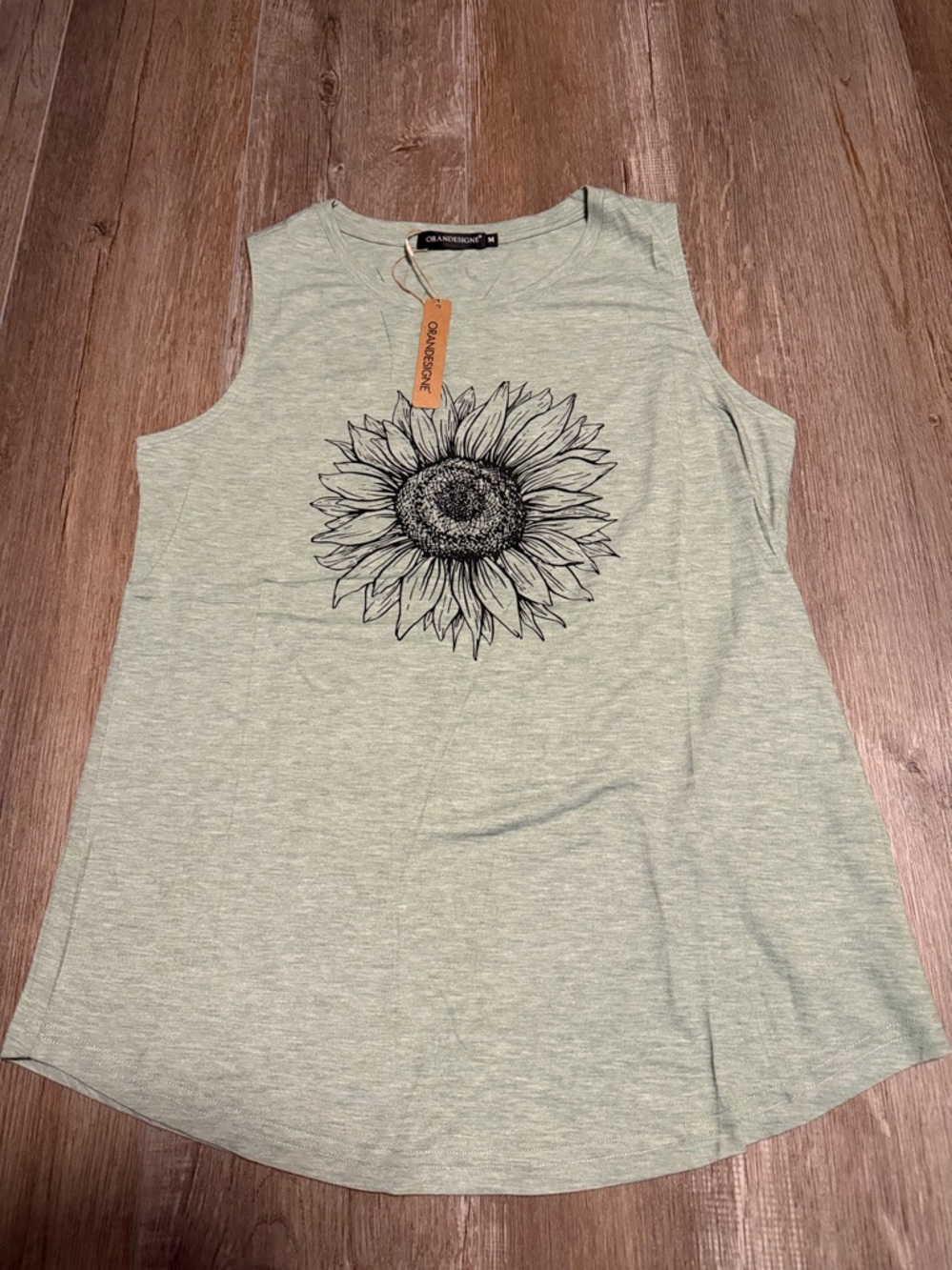 Orandesigne Tank Top with Black Sunflower